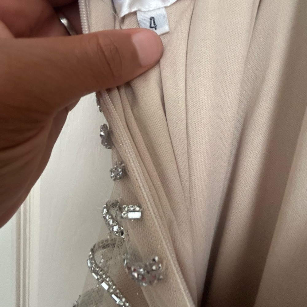 Elegant Cream Evening Gown with Silver Accents